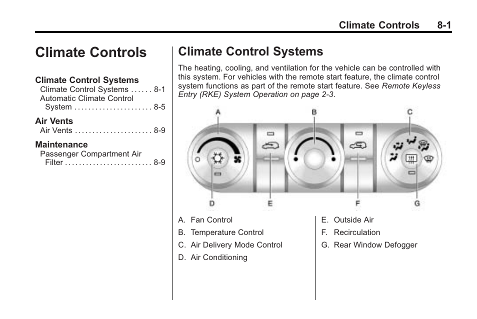 Climate controls, Climate control systems, Climate controls -1 | Systems -1, Climate control systems on | Saturn 2010 VUE User Manual | Page 195 / 398
