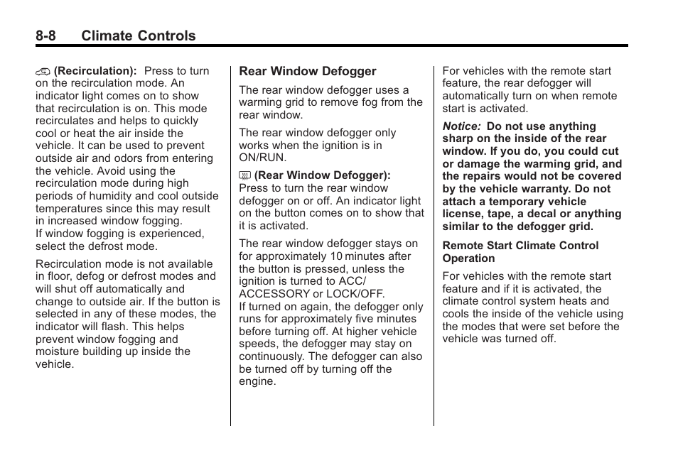 8 climate controls | Saturn 2010 VUE User Manual | Page 202 / 398