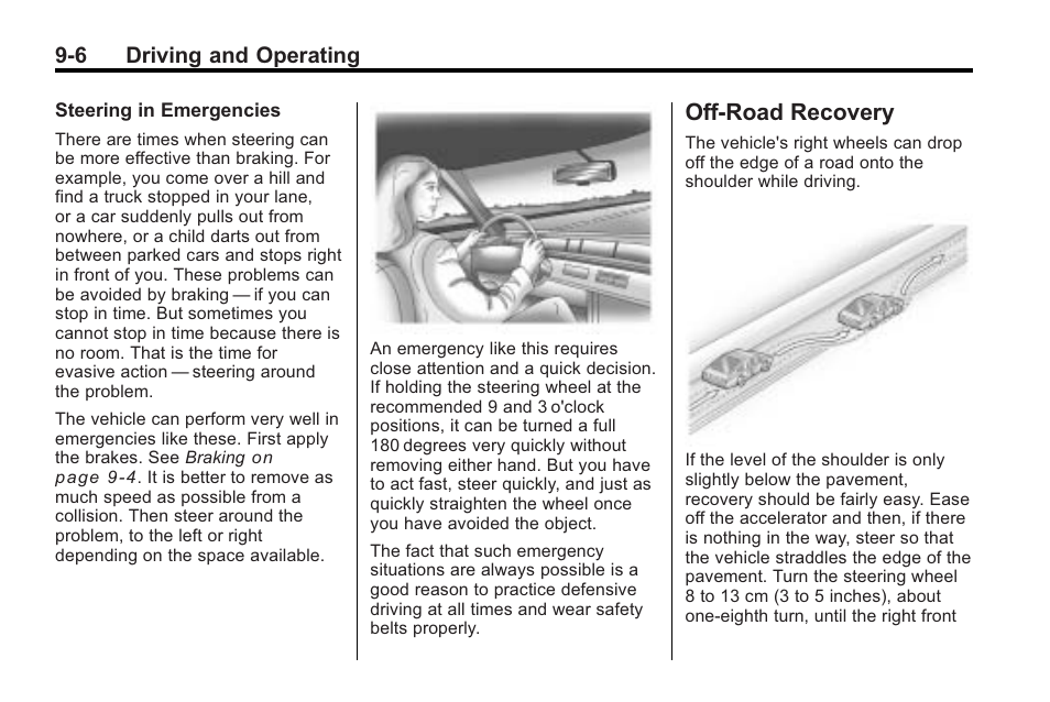 Off-road recovery, Off-road recovery -6 | Saturn 2010 VUE User Manual | Page 210 / 398