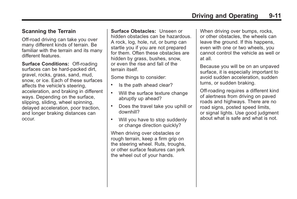 Driving and operating 9-11 | Saturn 2010 VUE User Manual | Page 215 / 398