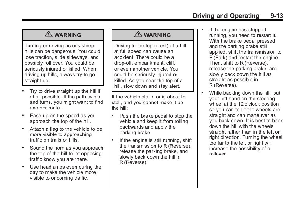 Driving and operating 9-13 | Saturn 2010 VUE User Manual | Page 217 / 398