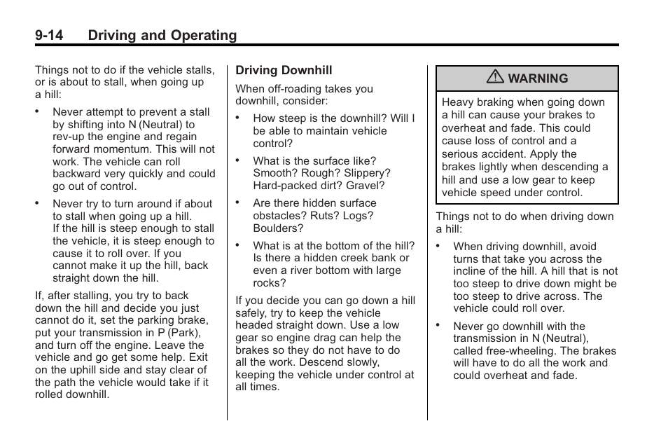 14 driving and operating | Saturn 2010 VUE User Manual | Page 218 / 398