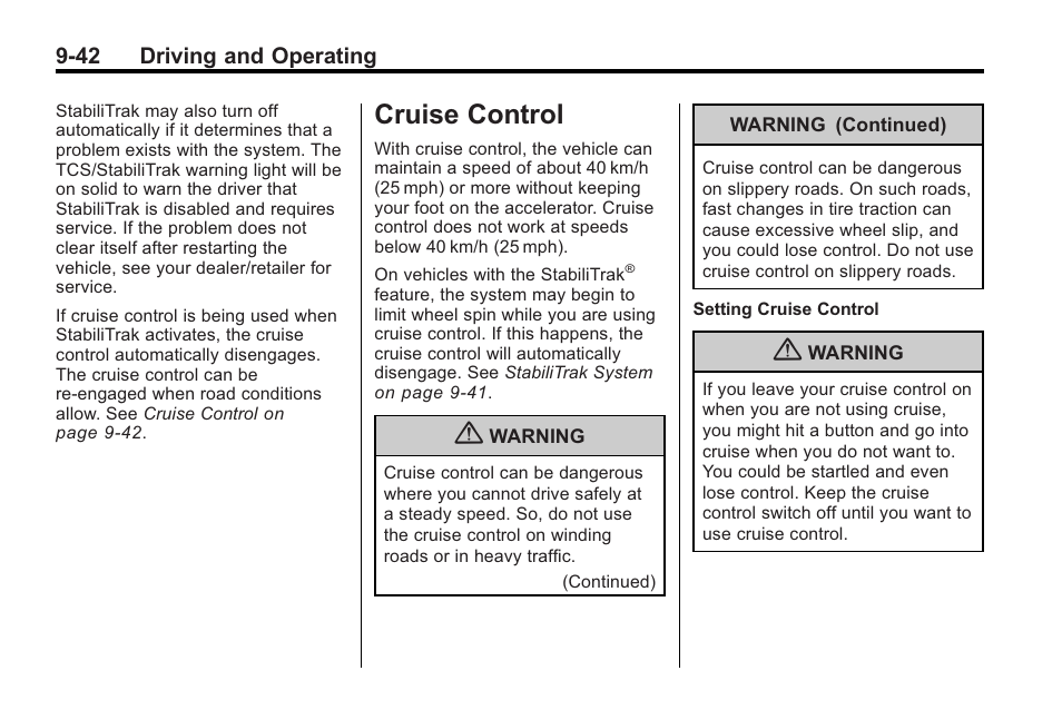 Cruise control, Cruise control -42 | Saturn 2010 VUE User Manual | Page 246 / 398