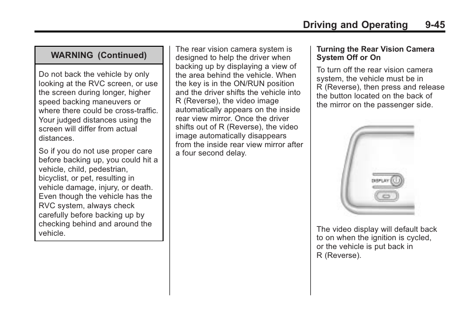 Driving and operating 9-45 | Saturn 2010 VUE User Manual | Page 249 / 398