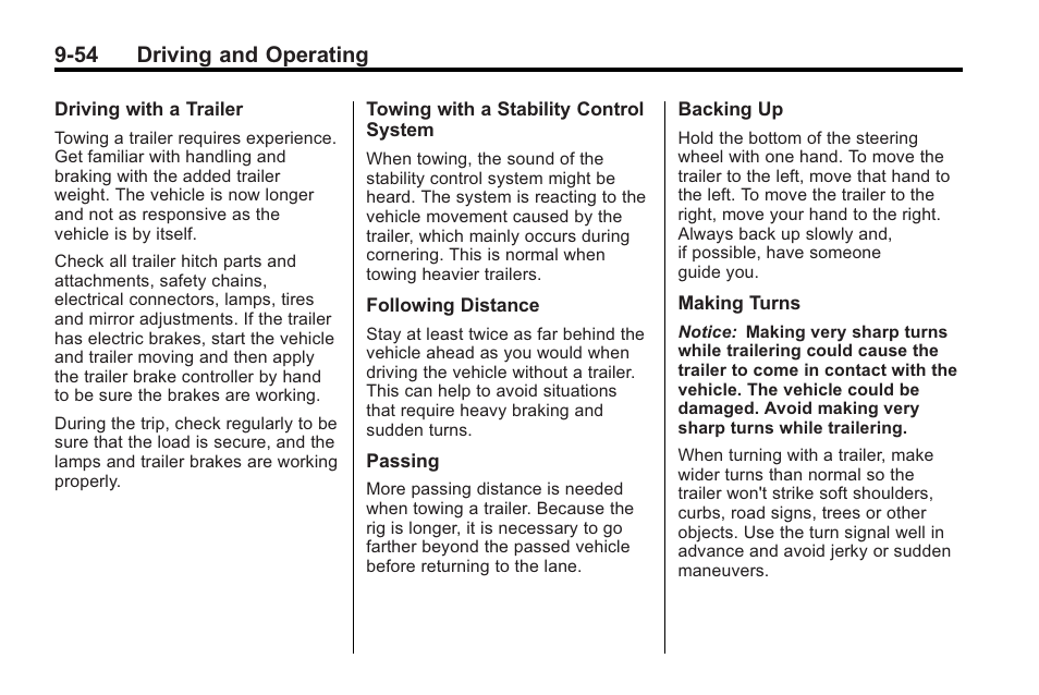 54 driving and operating | Saturn 2010 VUE User Manual | Page 258 / 398