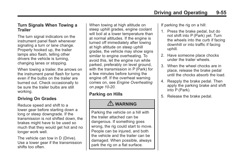 Driving and operating 9-55 | Saturn 2010 VUE User Manual | Page 259 / 398