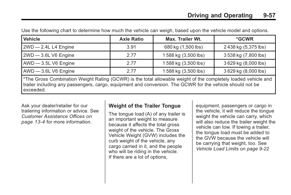 Driving and operating 9-57 | Saturn 2010 VUE User Manual | Page 261 / 398