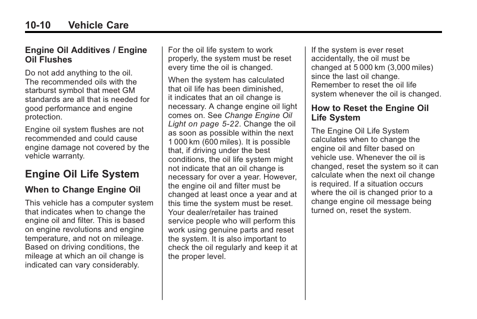Engine oil life system, Engine oil life system -10, Halogen | Saturn 2010 VUE User Manual | Page 276 / 398