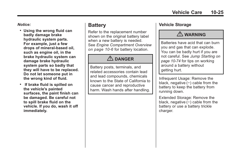 Battery, Battery -25 | Saturn 2010 VUE User Manual | Page 291 / 398