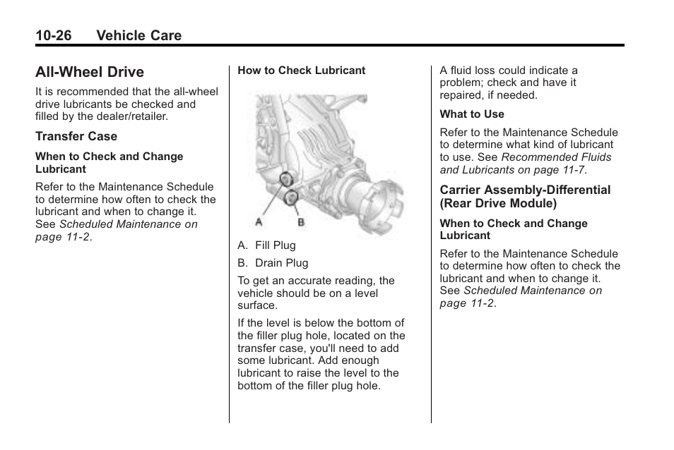 All-wheel drive, All-wheel drive -26, Fuses | 26 vehicle care | Saturn 2010 VUE User Manual | Page 292 / 398