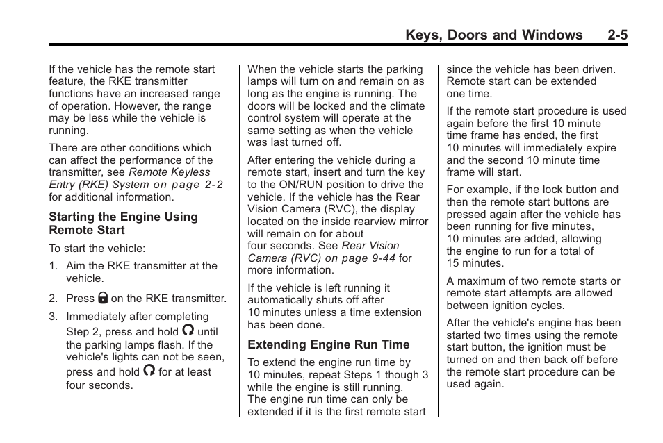 Keys, doors and windows 2-5 | Saturn 2010 VUE User Manual | Page 33 / 398