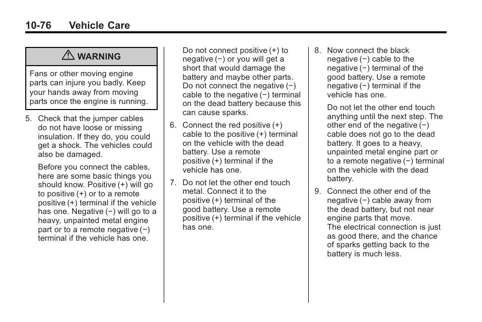 76 vehicle care | Saturn 2010 VUE User Manual | Page 342 / 398