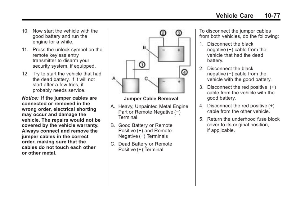 Vehicle care 10-77 | Saturn 2010 VUE User Manual | Page 343 / 398