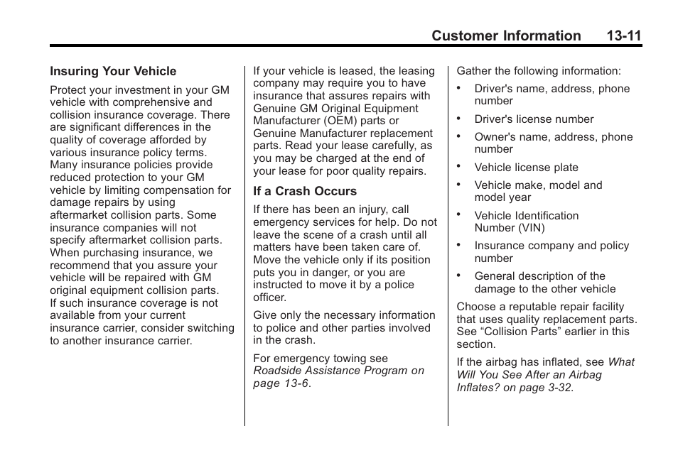 Customer information 13-11 | Saturn 2010 VUE User Manual | Page 381 / 398