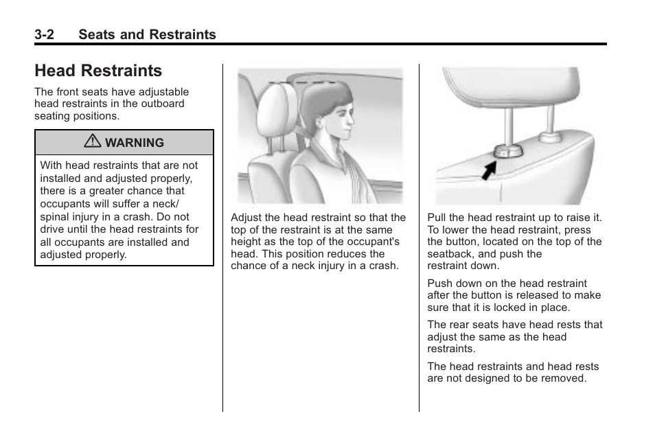 Head restraints, Head restraints -2, Lighting | Saturn 2010 VUE User Manual | Page 46 / 398