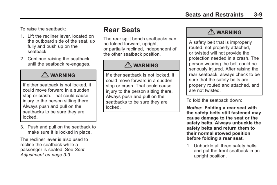 Rear seats, Rear seats -9, Infotainment | Saturn 2010 VUE User Manual | Page 53 / 398