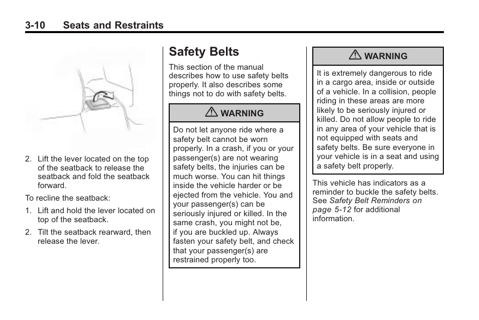 Safety belts, Safety belts -10, Introduction | Saturn 2010 VUE User Manual | Page 54 / 398