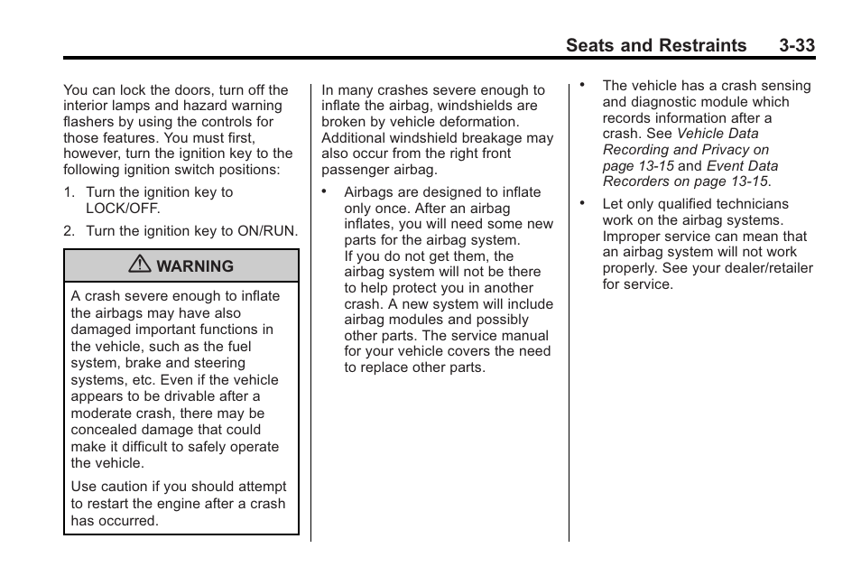 Seats and restraints 3-33 | Saturn 2010 VUE User Manual | Page 77 / 398