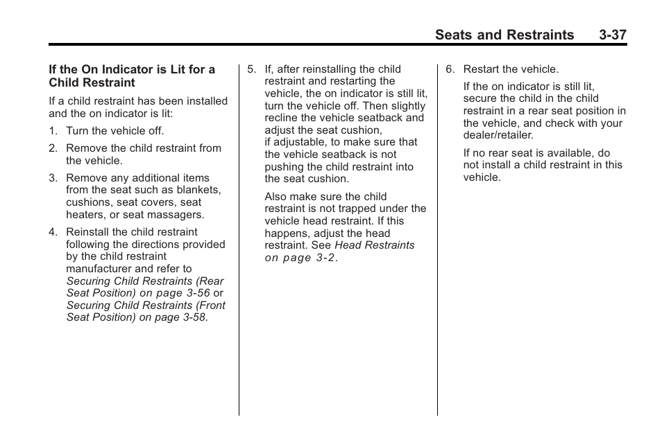 Seats and restraints 3-37 | Saturn 2010 VUE User Manual | Page 81 / 398