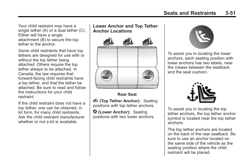 Seats and restraints 3-51 | Saturn 2010 VUE User Manual | Page 95 / 398