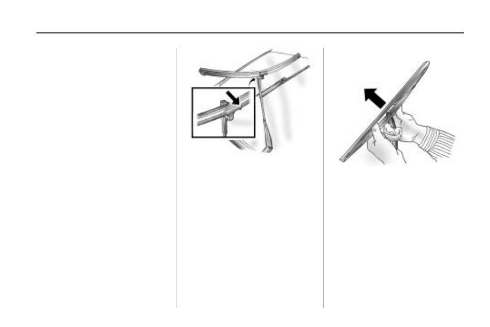 Windshield wiper blade replacement, Windshield wiper blade, Replacement | Saturn 2009 ASTRA User Manual | Page 205 / 314
