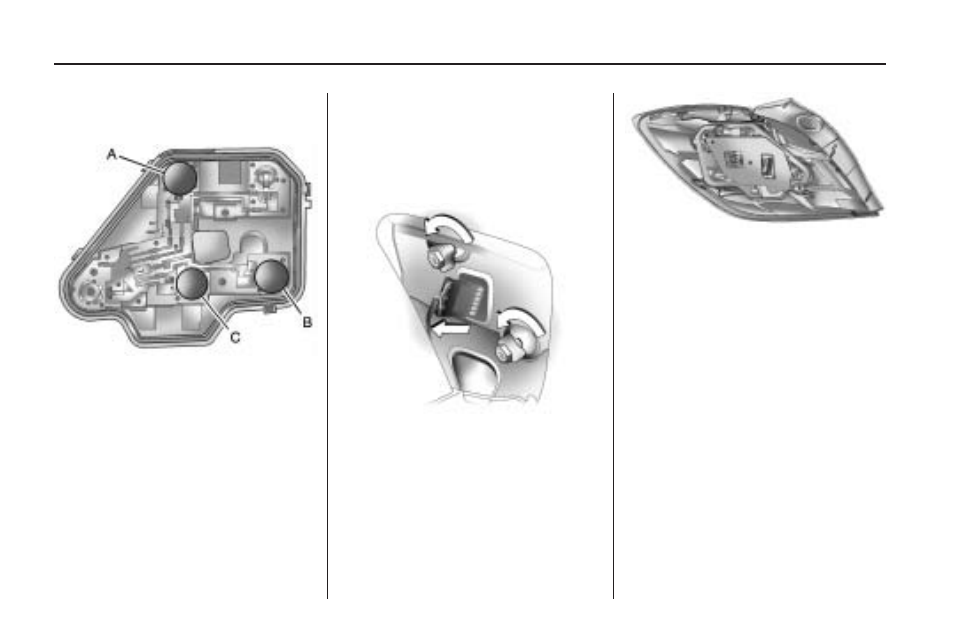 Taillamps (three-door hatchback), Taillamps (three-door, Hatchback) | 32 vehicle service and care | Saturn 2009 ASTRA User Manual | Page 216 / 314