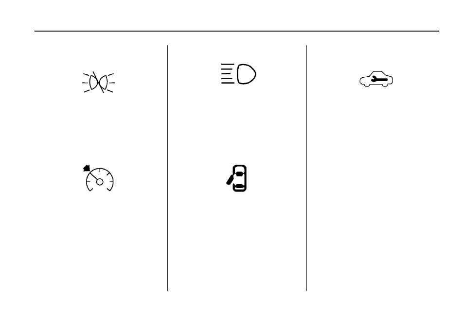 Exterior lamps off reminder, Cruise control light, Highbeam on light | Door ajar light, Service vehicle soon light, Exterior lamps off, Reminder, Service vehicle soon, Light | Saturn 2009 ASTRA User Manual | Page 97 / 314