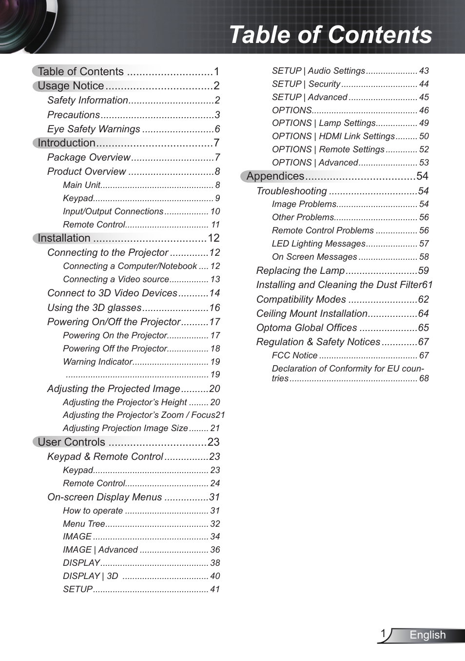 Optoma EH200ST User Manual | 68 pages