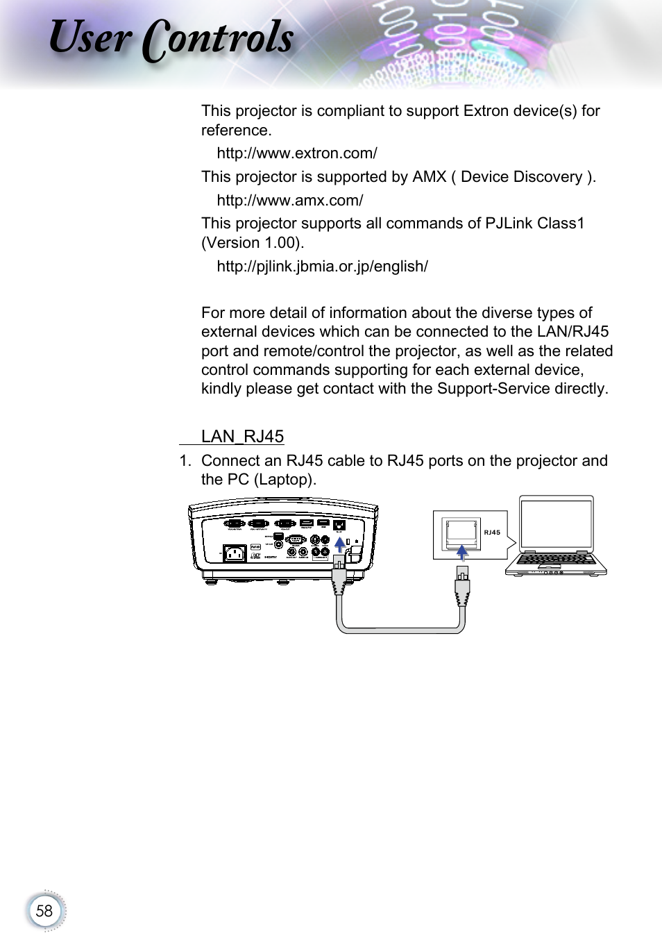 User controls | Optoma EH415 User Manual | Page 58 / 107