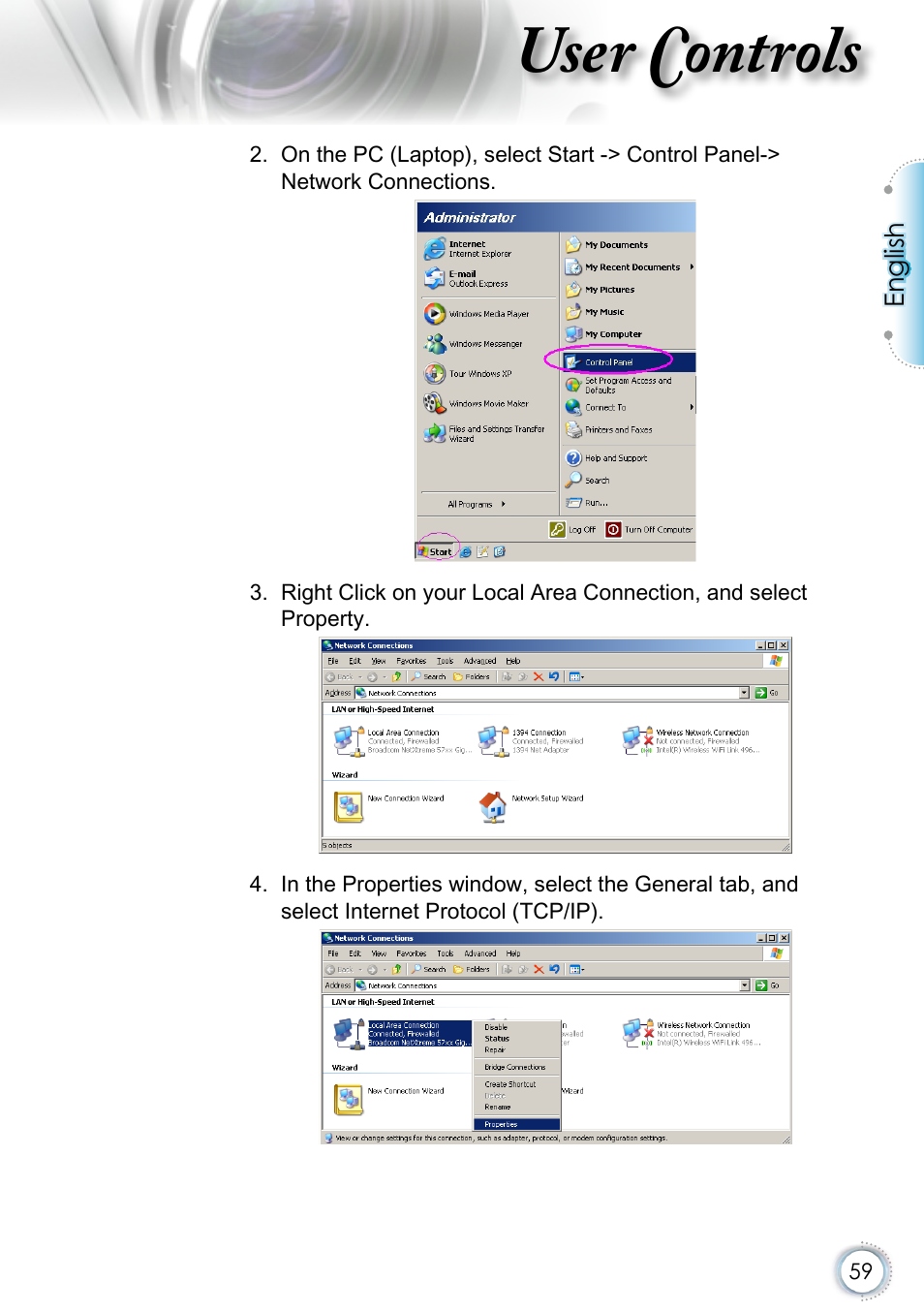 User controls | Optoma EH415 User Manual | Page 59 / 107