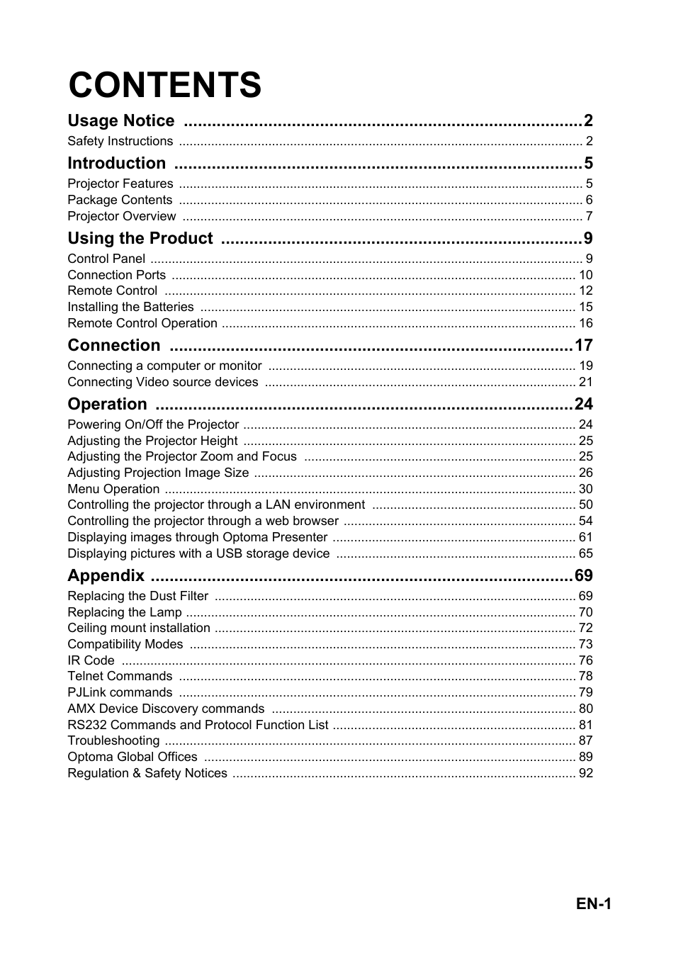 Optoma EH501 User Manual | 93 pages