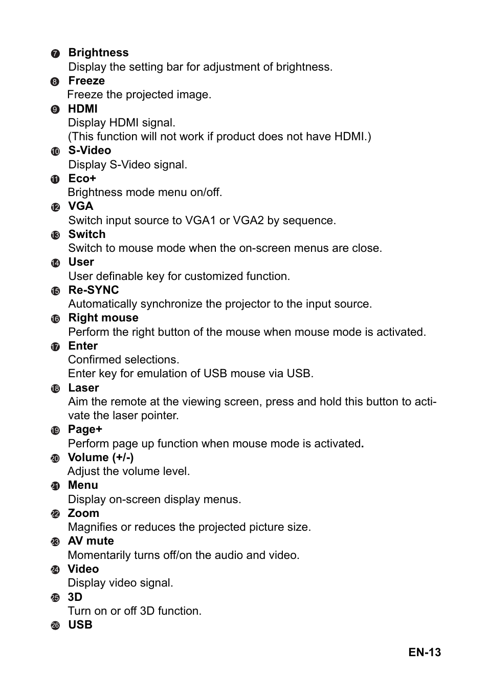 Optoma EH501 User Manual | Page 13 / 93