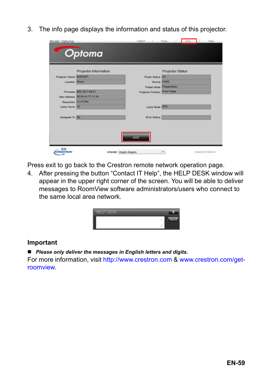Optoma EH501 User Manual | Page 59 / 93