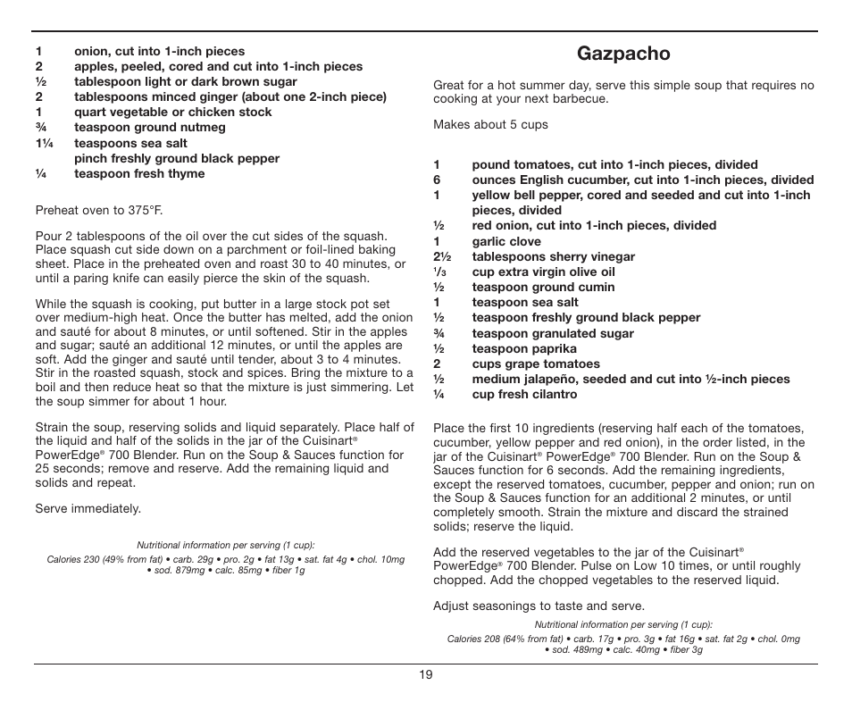 Gazpacho | Cuisinart PowerEdge CBT-700 Series User Manual | Page 19 / 25