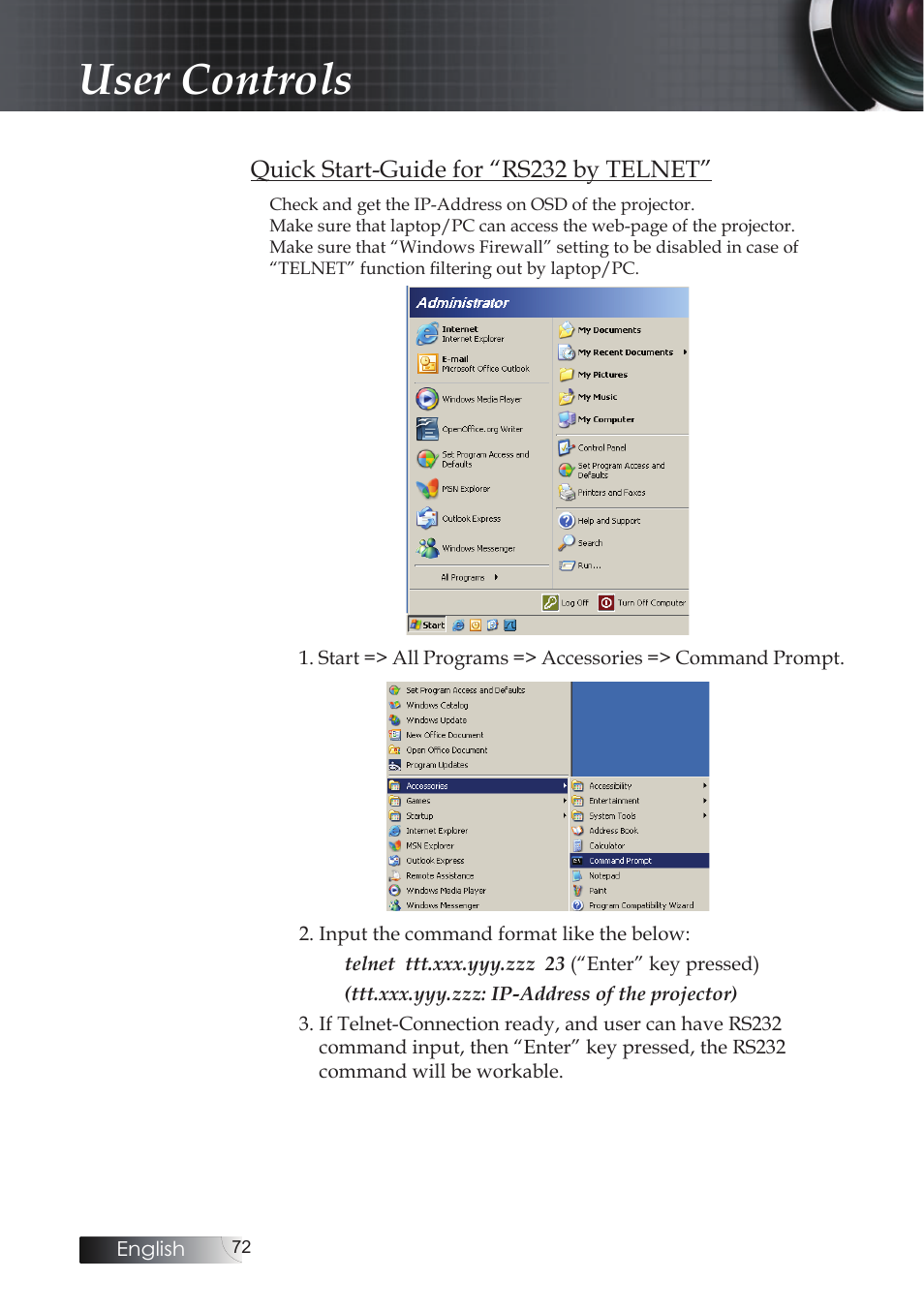 User controls | Optoma EH503 User Manual | Page 72 / 101