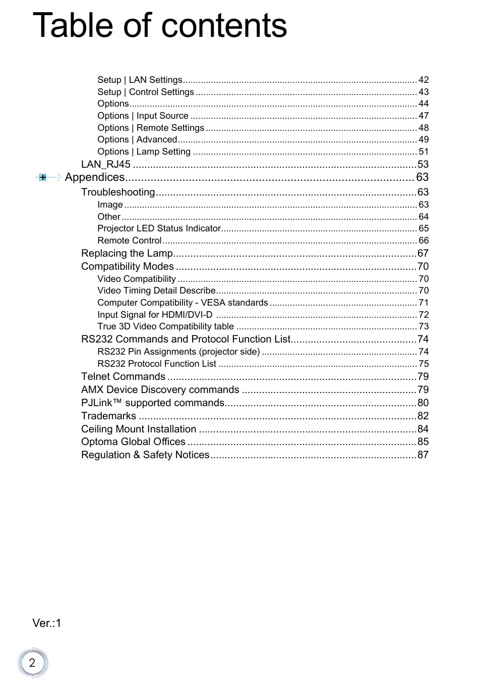 Optoma EH415e User Manual | Page 3 / 89