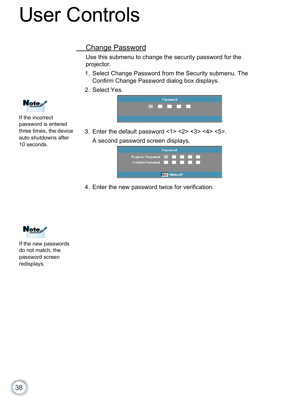 User controls | Optoma EH415e User Manual | Page 39 / 89