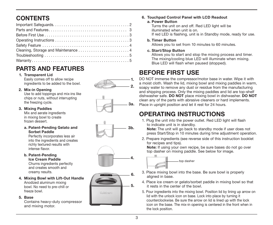 Cuisinart ICE-100 User Manual | Page 3 / 24