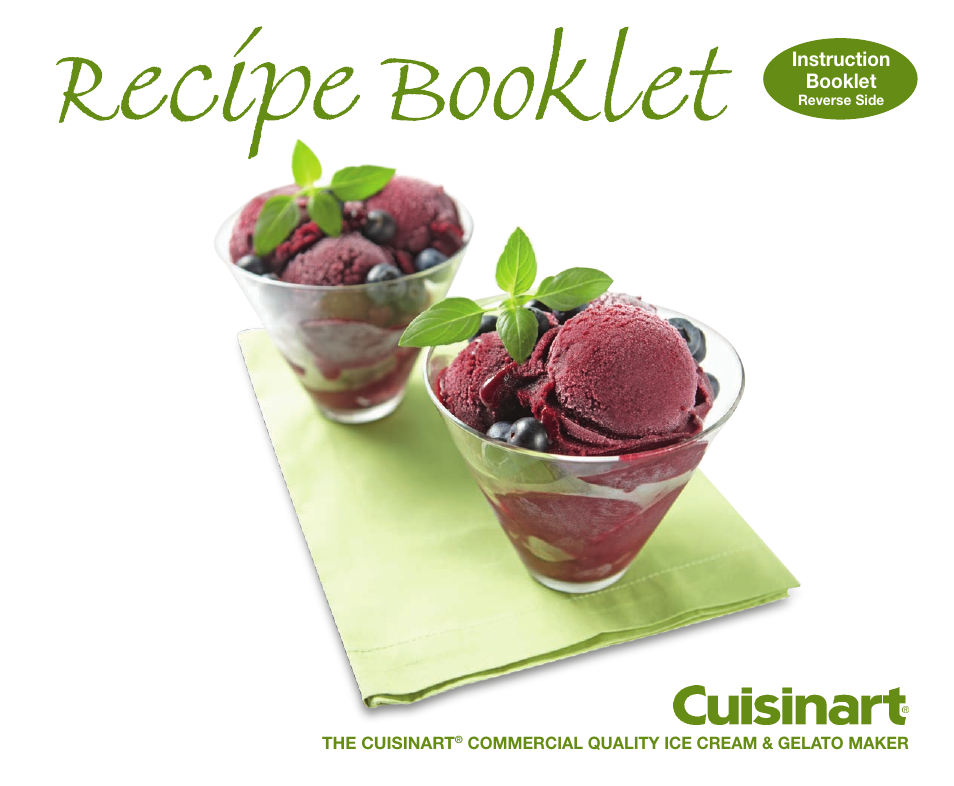 Instruction booklet | Cuisinart ICE-100 User Manual | Page 7 / 24