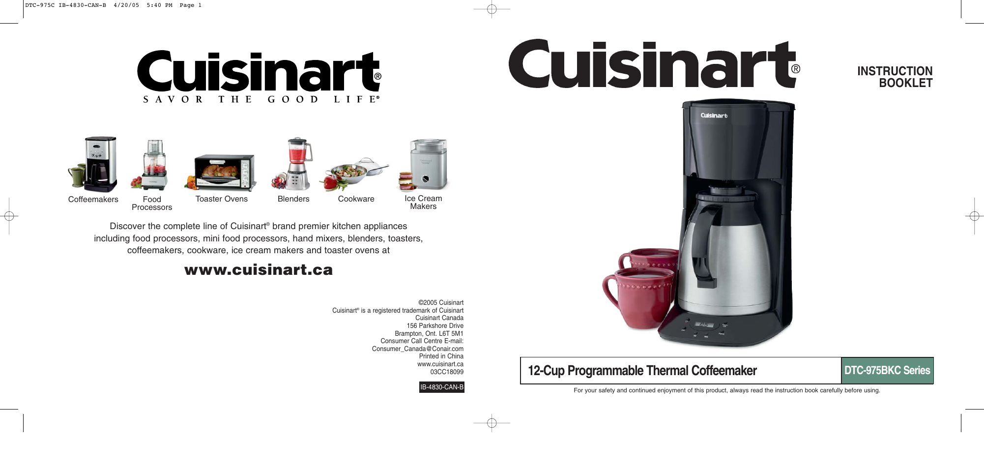 Cuisinart DTC-975 Series User Manual | 4 pages