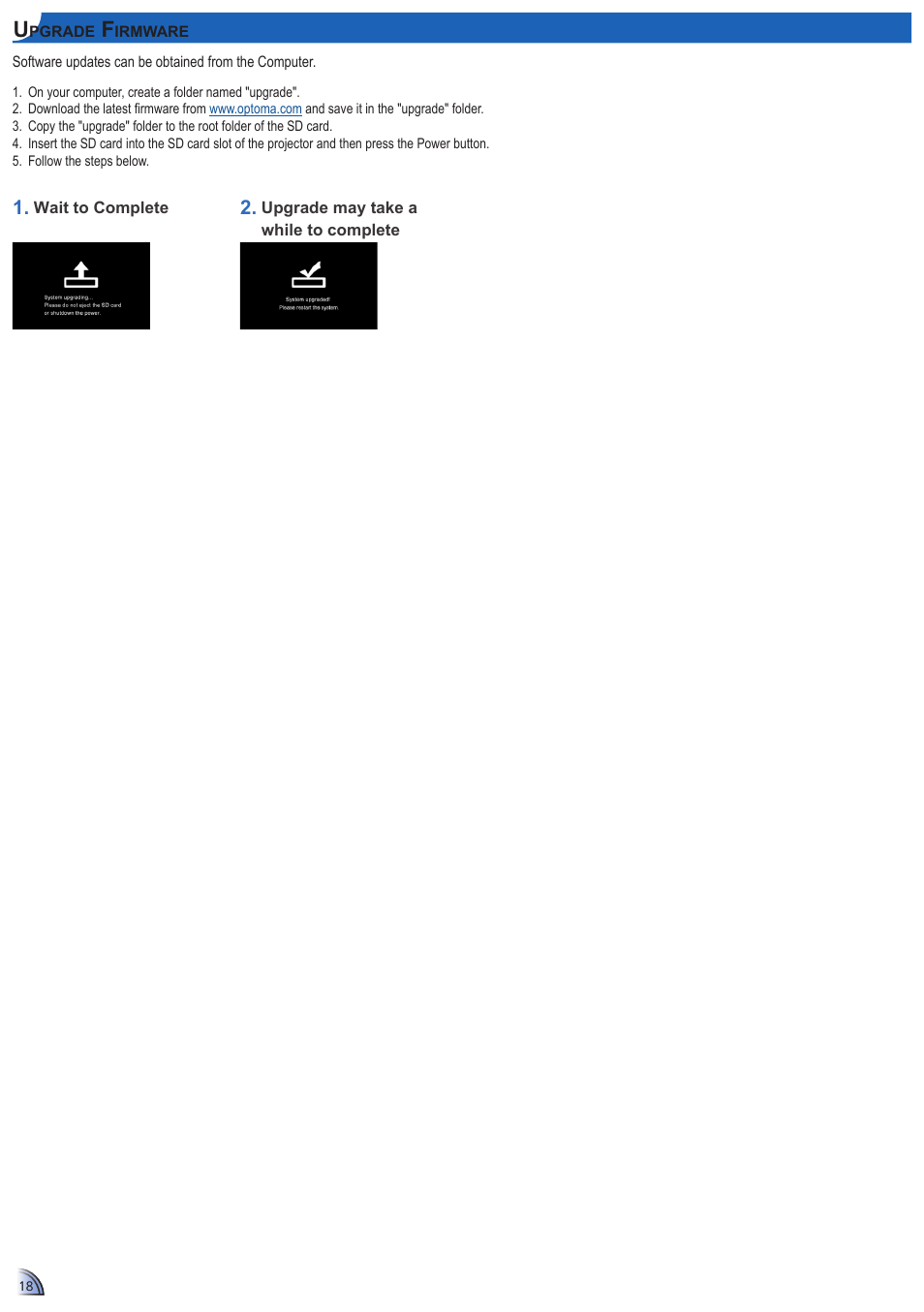 Optoma ML1500 User Manual | Page 18 / 21