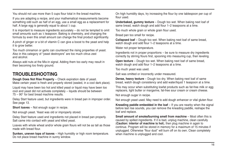 Troubleshooting | Cuisinart ELC0303IB-1/7A7 User Manual | Page 114 / 119