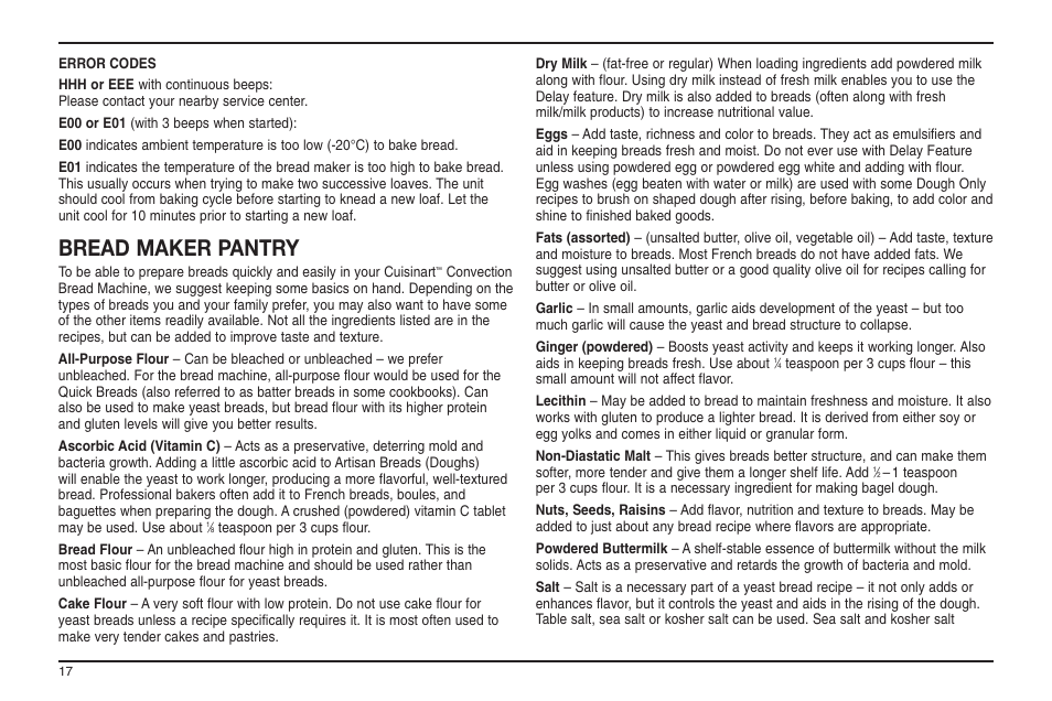 Bread maker pantry | Cuisinart ELC0303IB-1/7A7 User Manual | Page 115 / 119