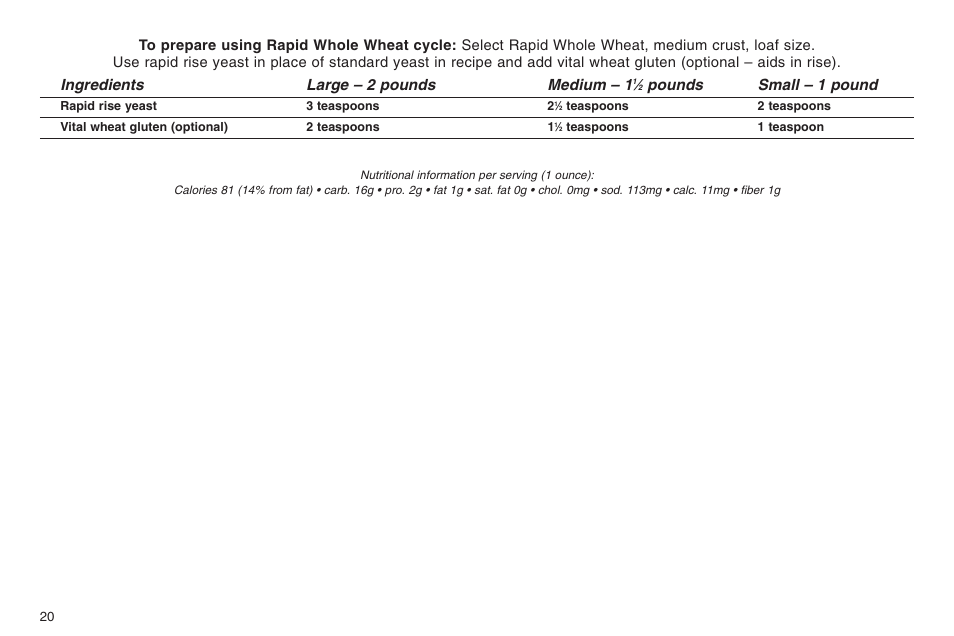 Ingredients large – 2 pounds medium – 1, Pounds small – 1 pound | Cuisinart ELC0303IB-1/7A7 User Manual | Page 24 / 119