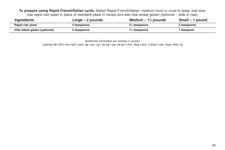 Ingredients large – 2 pounds medium – 1, Pounds small – 1 pound | Cuisinart ELC0303IB-1/7A7 User Manual | Page 29 / 119