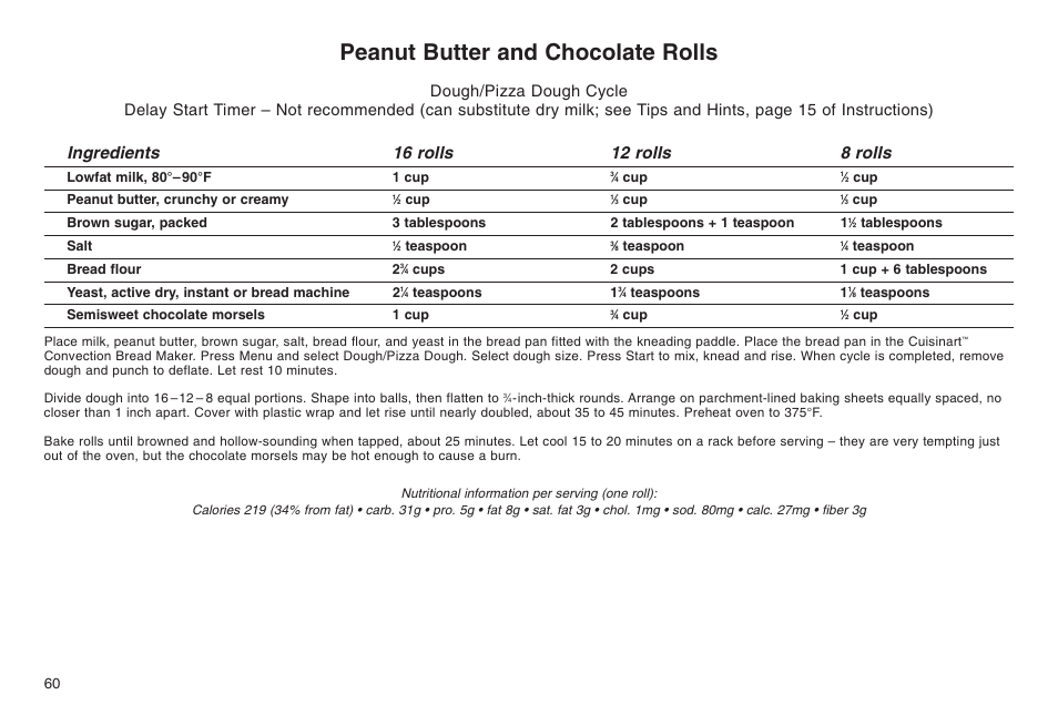 Peanut butter and chocolate rolls | Cuisinart ELC0303IB-1/7A7 User Manual | Page 64 / 119