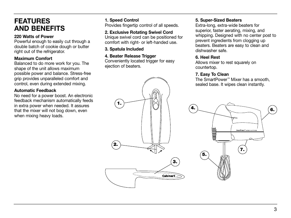 Features and benefits | Cuisinart SmartPower HTM-5CH User Manual | Page 3 / 21