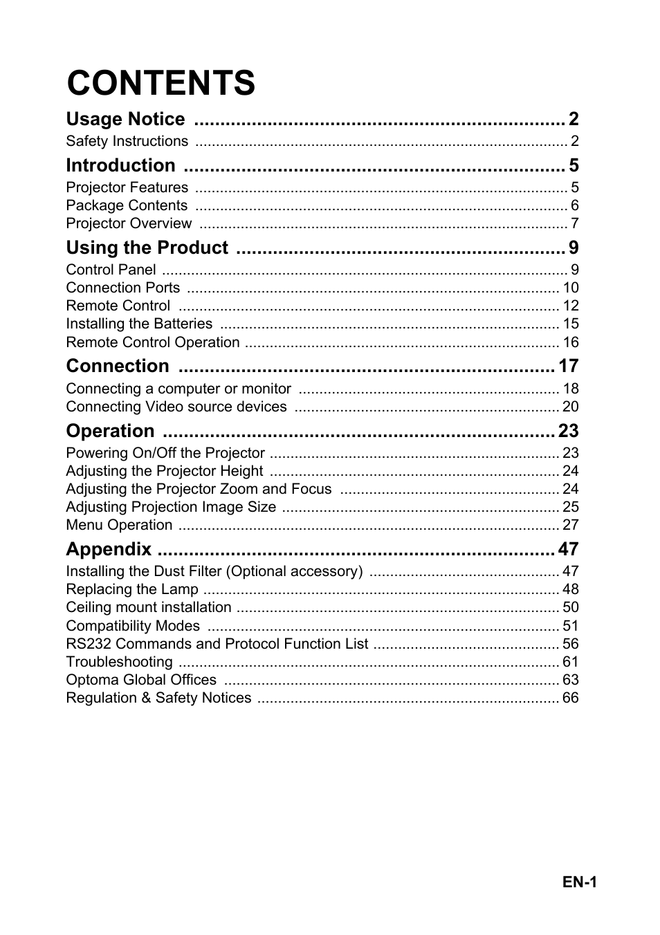 Optoma S313 User Manual | 67 pages