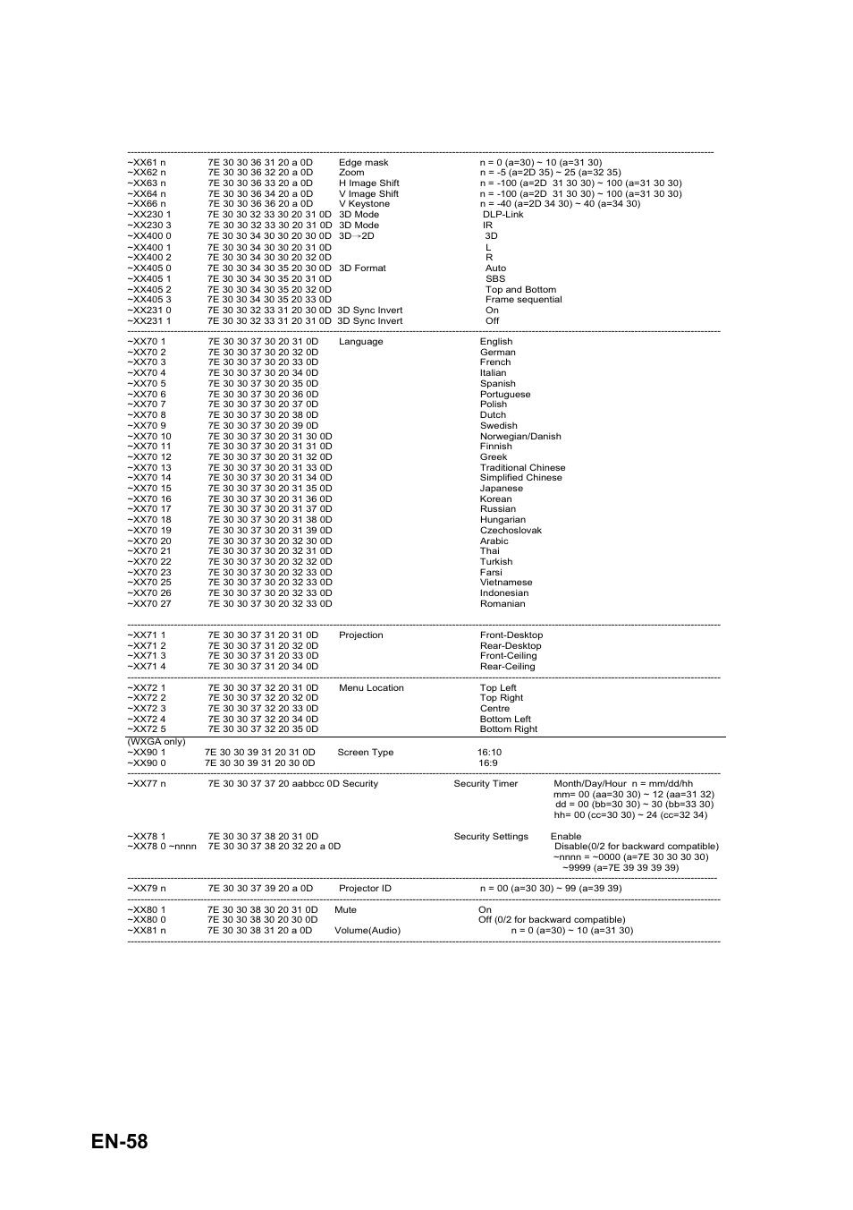 En-58 | Optoma S313 User Manual | Page 58 / 67