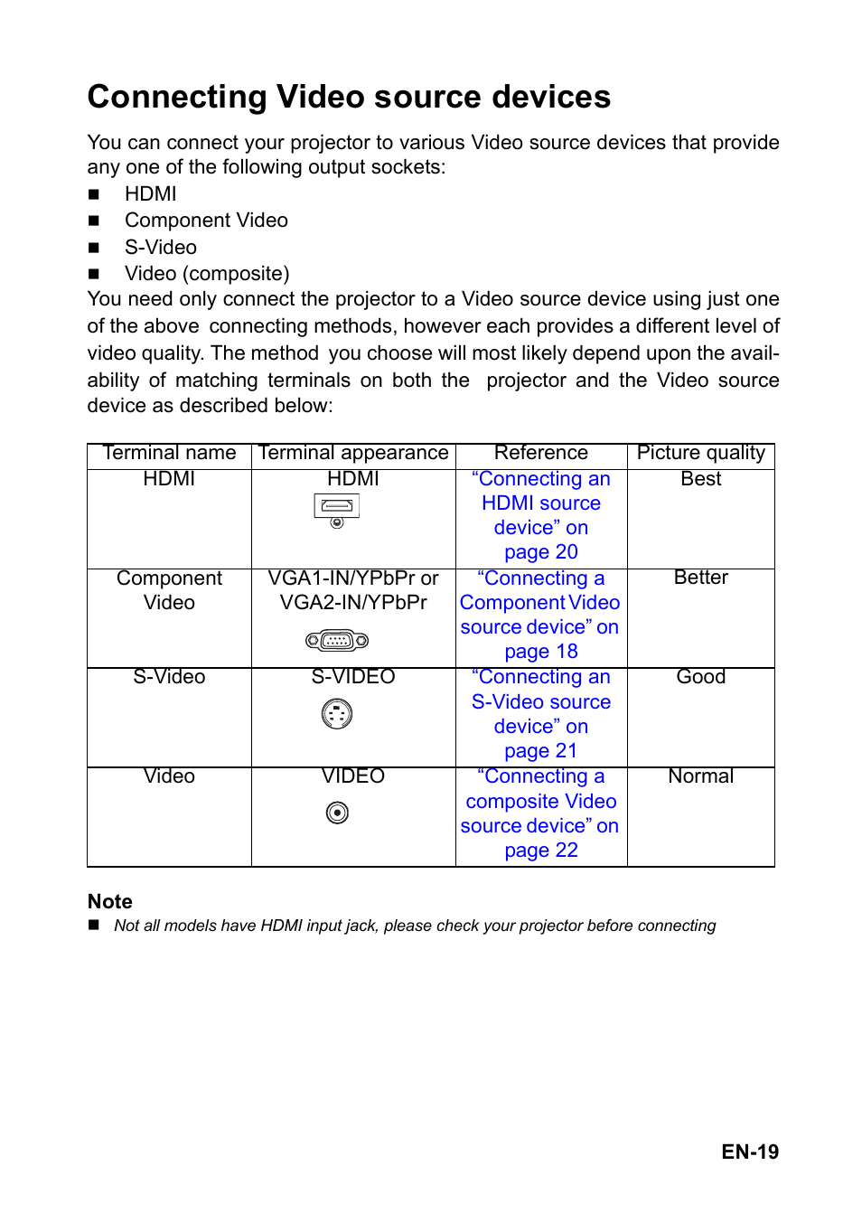 Connecting video source devices | Optoma FX5200 User Manual | Page 19 / 59